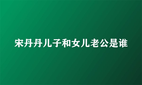 宋丹丹儿子和女儿老公是谁