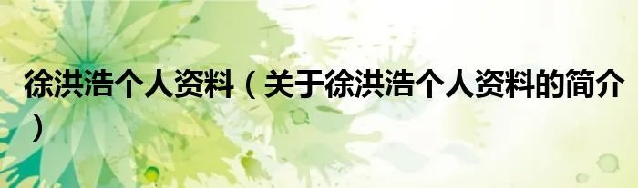 徐洪浩个人资料(关于徐洪浩个人资料的简介)