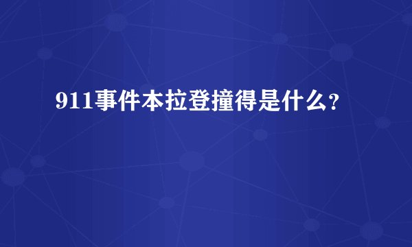 911事件本拉登撞得是什么？