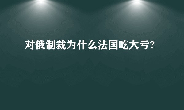 对俄制裁为什么法国吃大亏?