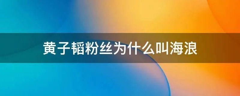 黄子韬粉丝为什么叫海浪