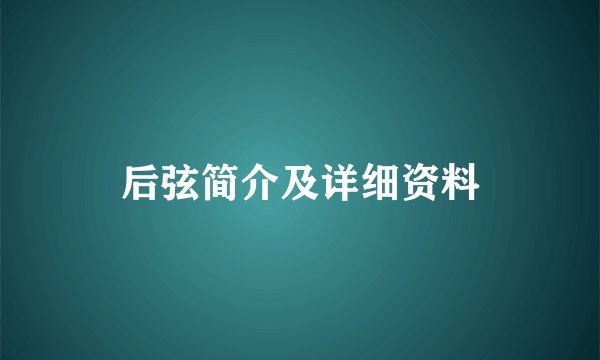 后弦简介及详细资料