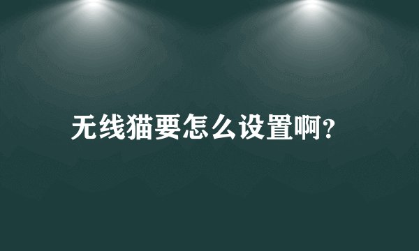 无线猫要怎么设置啊？