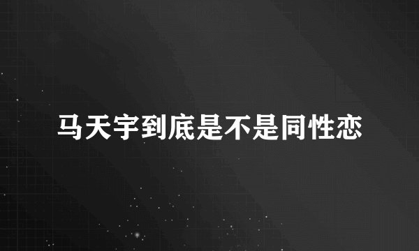 马天宇到底是不是同性恋