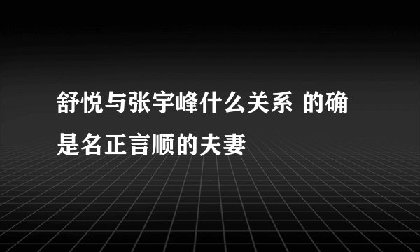 舒悦与张宇峰什么关系 的确是名正言顺的夫妻
