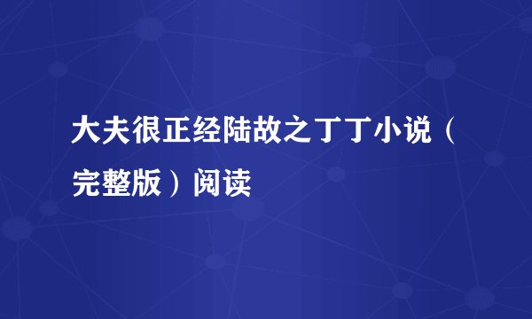 大夫很正经陆故之丁丁小说（完整版）阅读