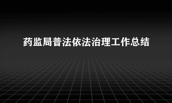 药监局普法依法治理工作总结