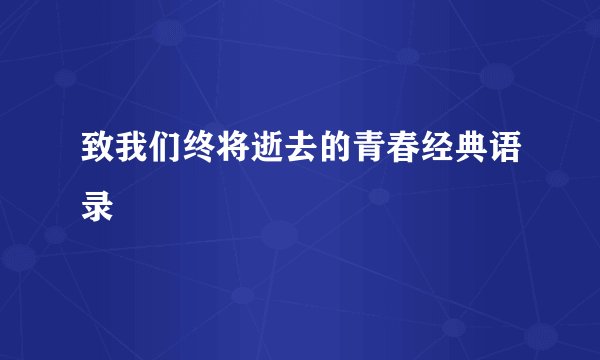 致我们终将逝去的青春经典语录