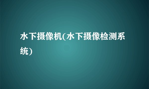 水下摄像机(水下摄像检测系统)
