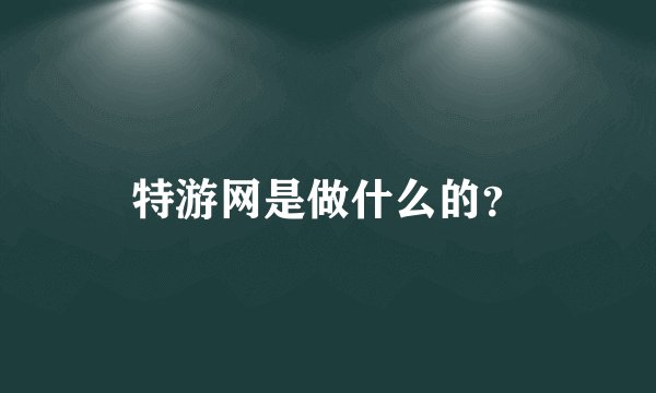 特游网是做什么的？