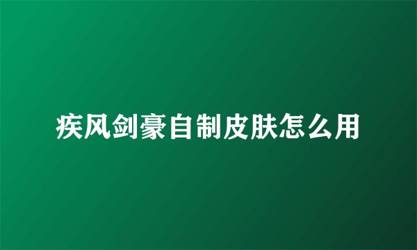 疾风剑豪自制皮肤怎么用