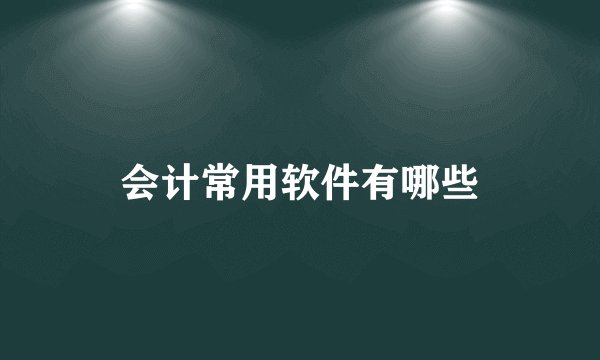 会计常用软件有哪些