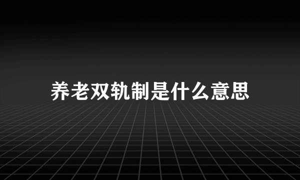 养老双轨制是什么意思