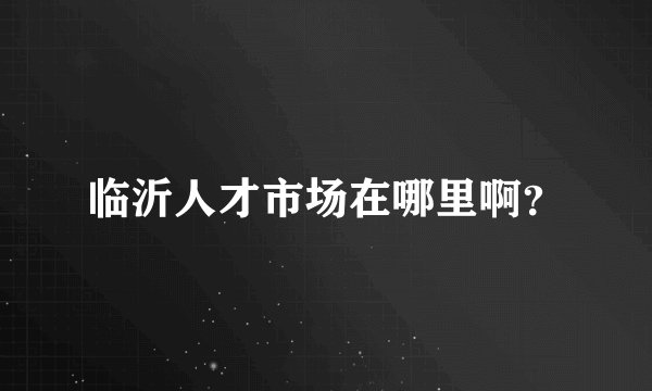 临沂人才市场在哪里啊？