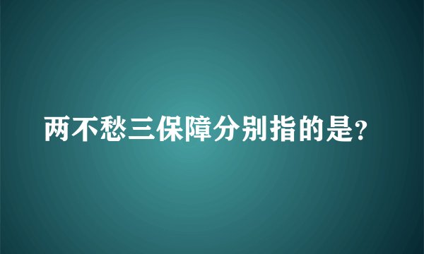 两不愁三保障分别指的是?