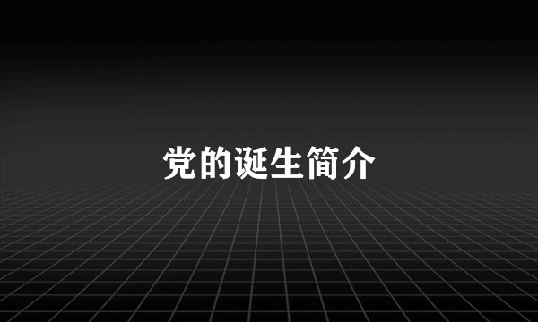 党的诞生简介