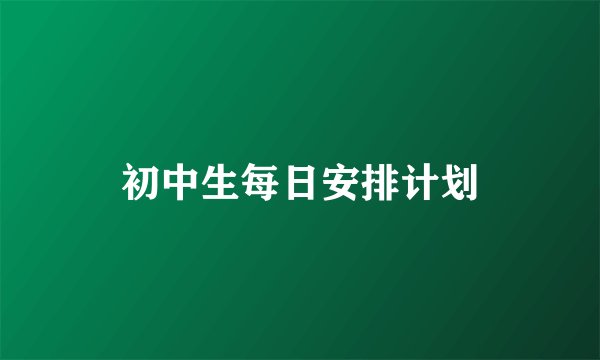 初中生每日安排计划