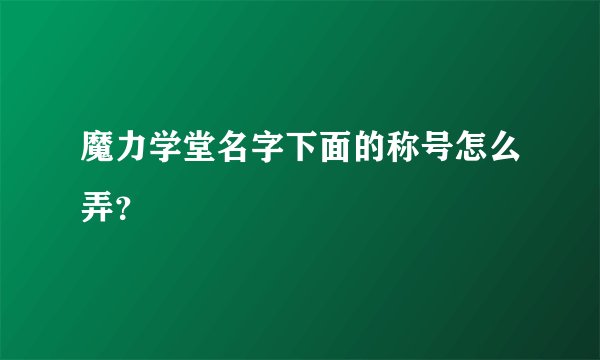 魔力学堂名字下面的称号怎么弄？