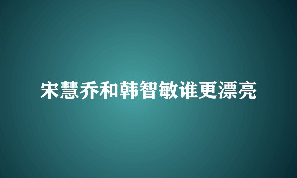 宋慧乔和韩智敏谁更漂亮