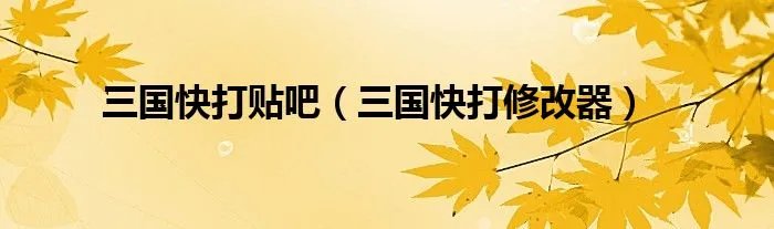 三国快打贴吧（三国快打修改器）