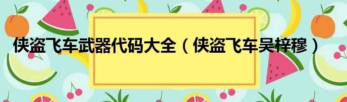 侠盗飞车武器代码大全（侠盗飞车吴梓穆）