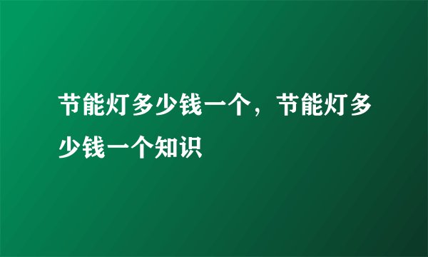 节能灯多少钱一个，节能灯多少钱一个知识