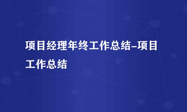 项目经理年终工作总结-项目工作总结