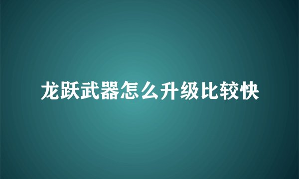 龙跃武器怎么升级比较快