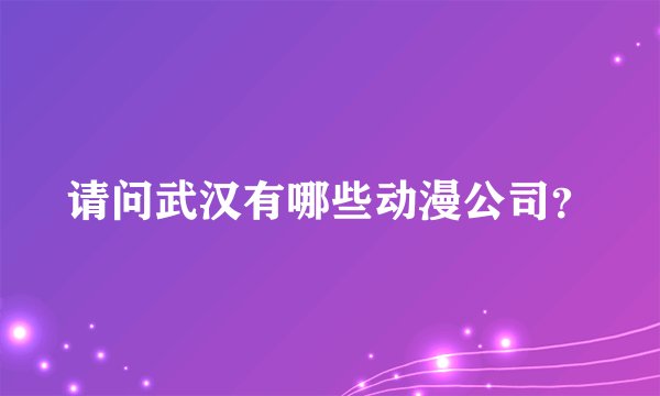 请问武汉有哪些动漫公司？