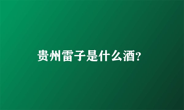 贵州雷子是什么酒？