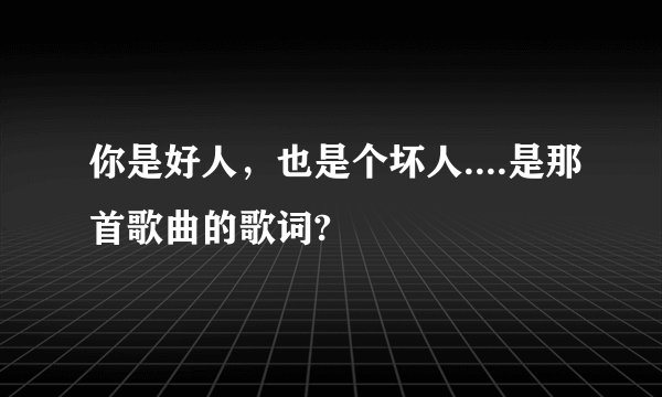 你是好人,也是个坏人....是那首歌曲的歌词?