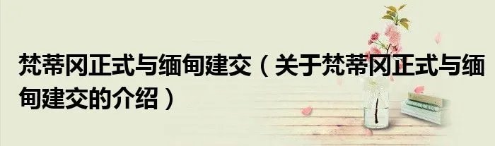 梵蒂冈正式与缅甸建交(关于梵蒂冈正式与缅甸建交的介绍)
