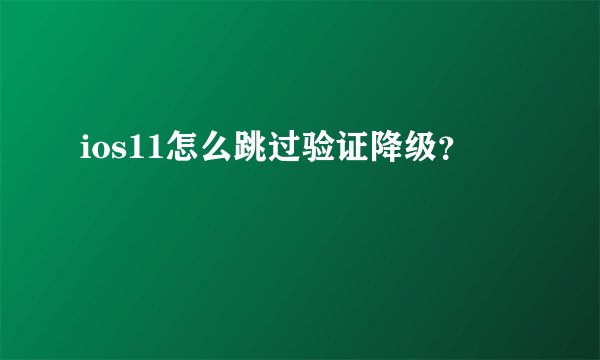 ios11怎么跳过验证降级？