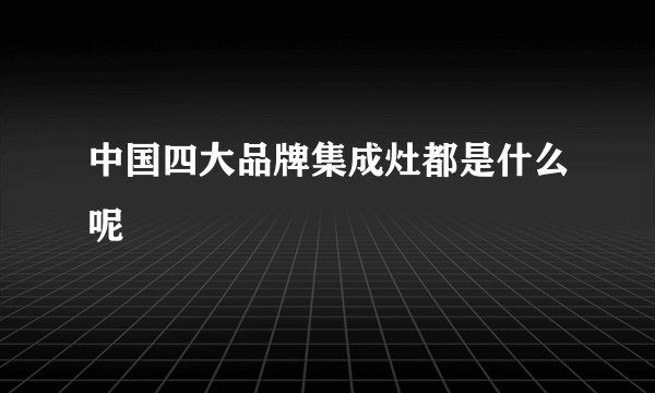 中国四大品牌集成灶都是什么呢