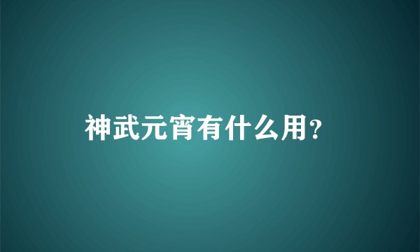 神武元宵有什么用?