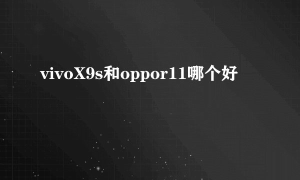 vivoX9s和oppor11哪个好