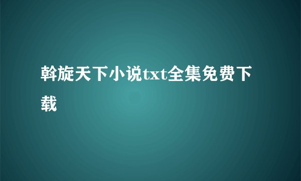 斡旋天下小说txt全集免费下载