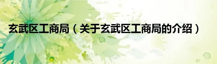 玄武区工商局（关于玄武区工商局的介绍）