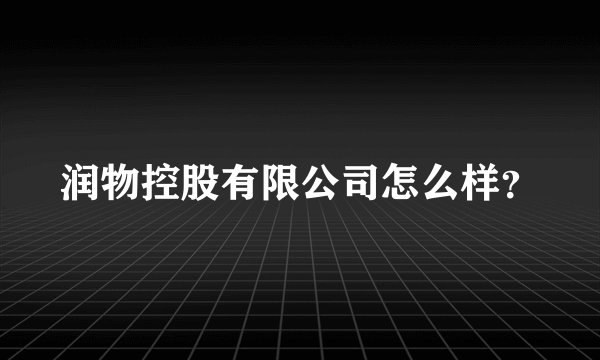 润物控股有限公司怎么样？