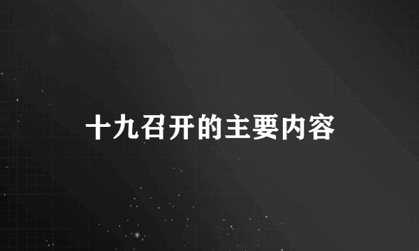 十九召开的主要内容