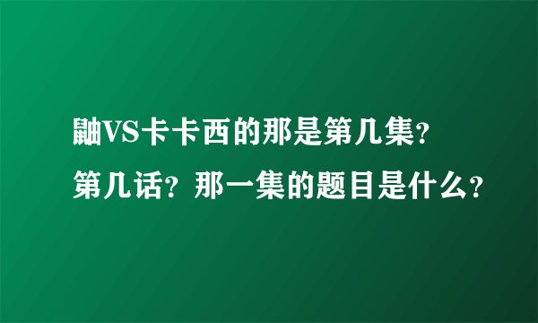 鼬VS卡卡西的那是第几集？第几话？那一集的题目是什么？