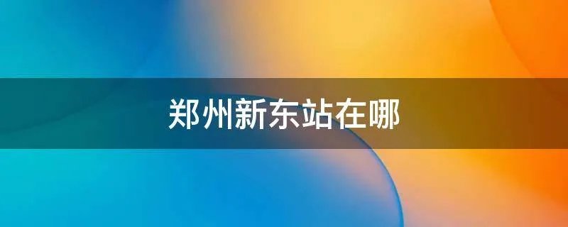 郑州新东站在哪