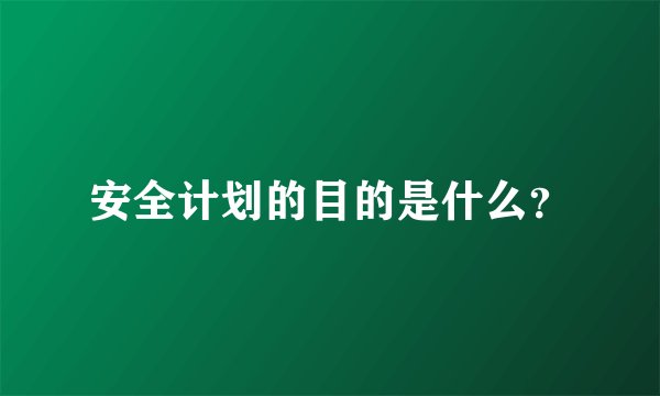 安全计划的目的是什么？