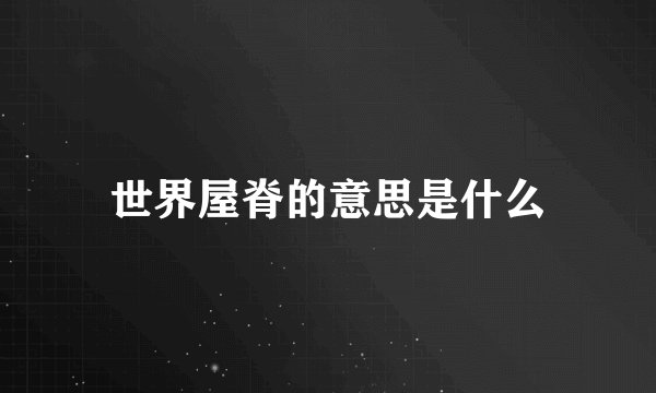 世界屋脊的意思是什么