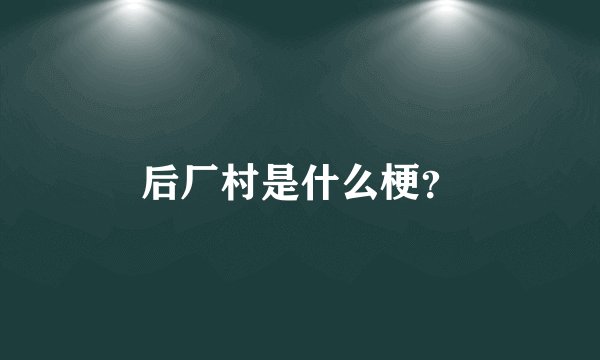后厂村是什么梗？