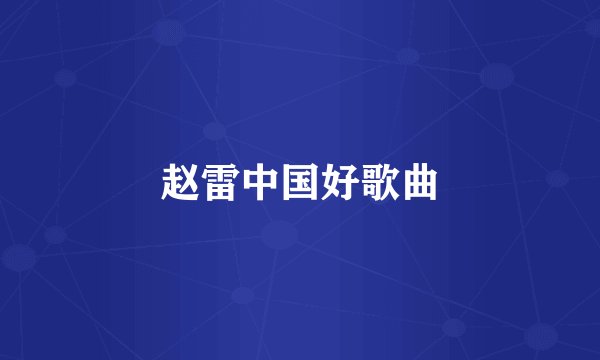 赵雷中国好歌曲