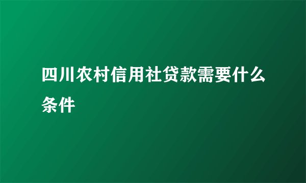 四川农村信用社贷款需要什么条件