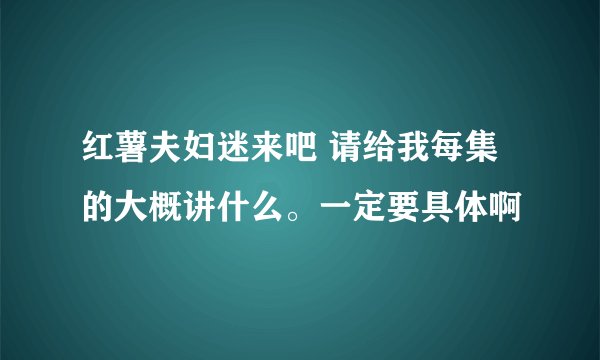 红薯夫妇迷来吧 请给我每集的大概讲什么。一定要具体啊