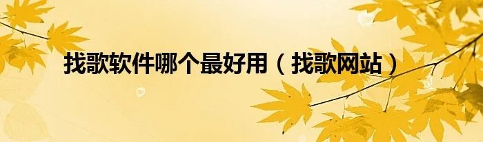 找歌软件哪个最好用（找歌网站）