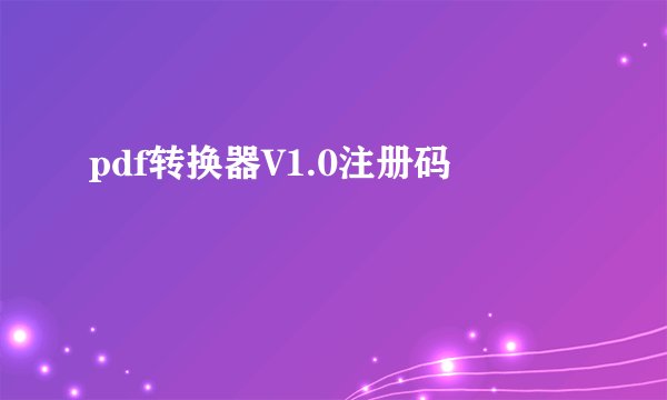 pdf转换器V1.0注册码